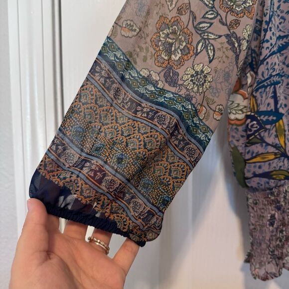 Fig & Flower Boho Floral Smocked Tiered Ruffle 2 Piece Skirt Set Women’s Size PM - Picture 10 of 13